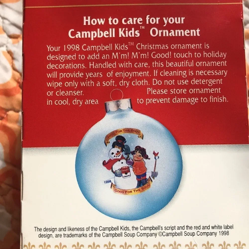 1998 Campbell’s Ornament NIB Features Classic recipes collectible brochure retro